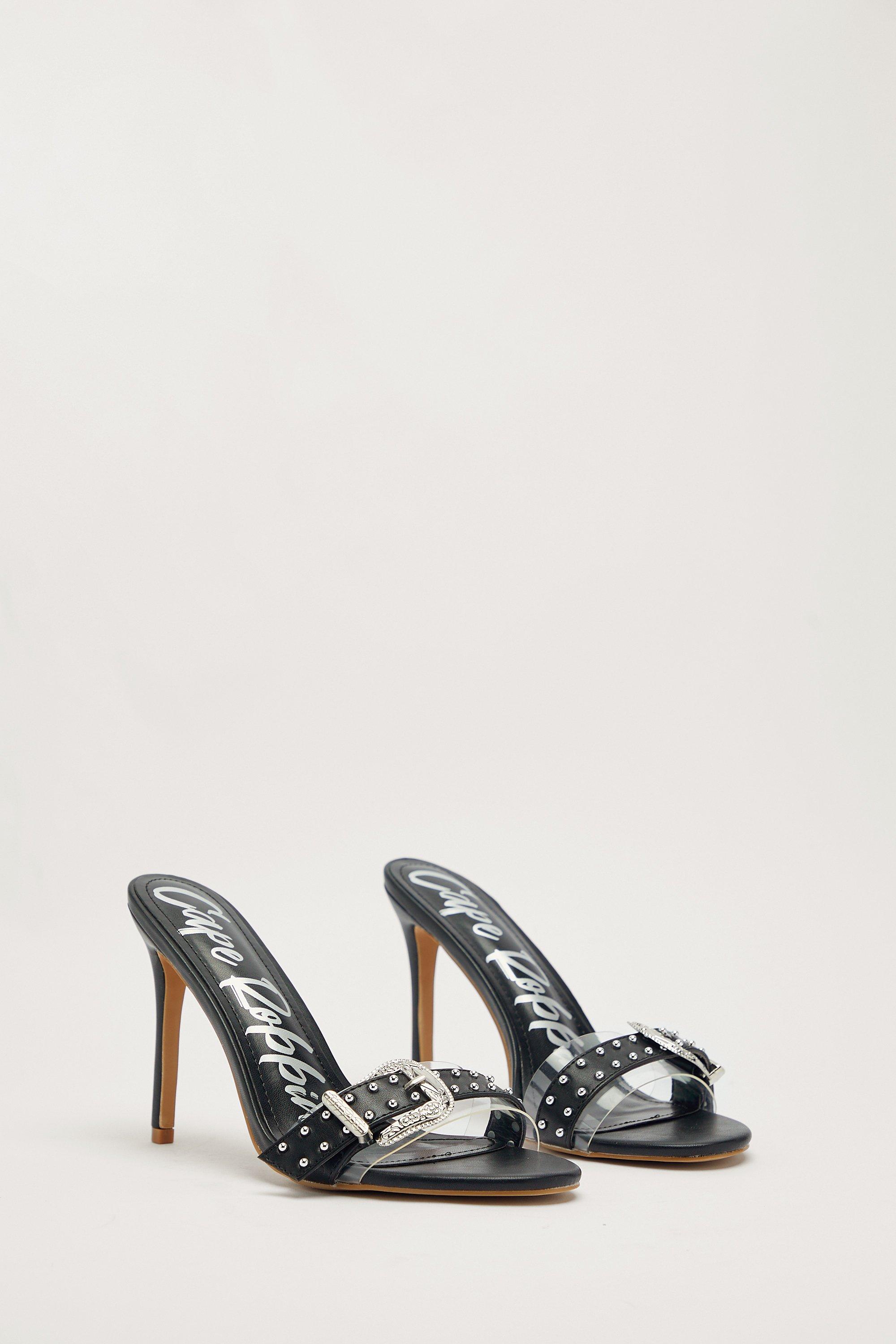 Western Buckle Heeled Mules