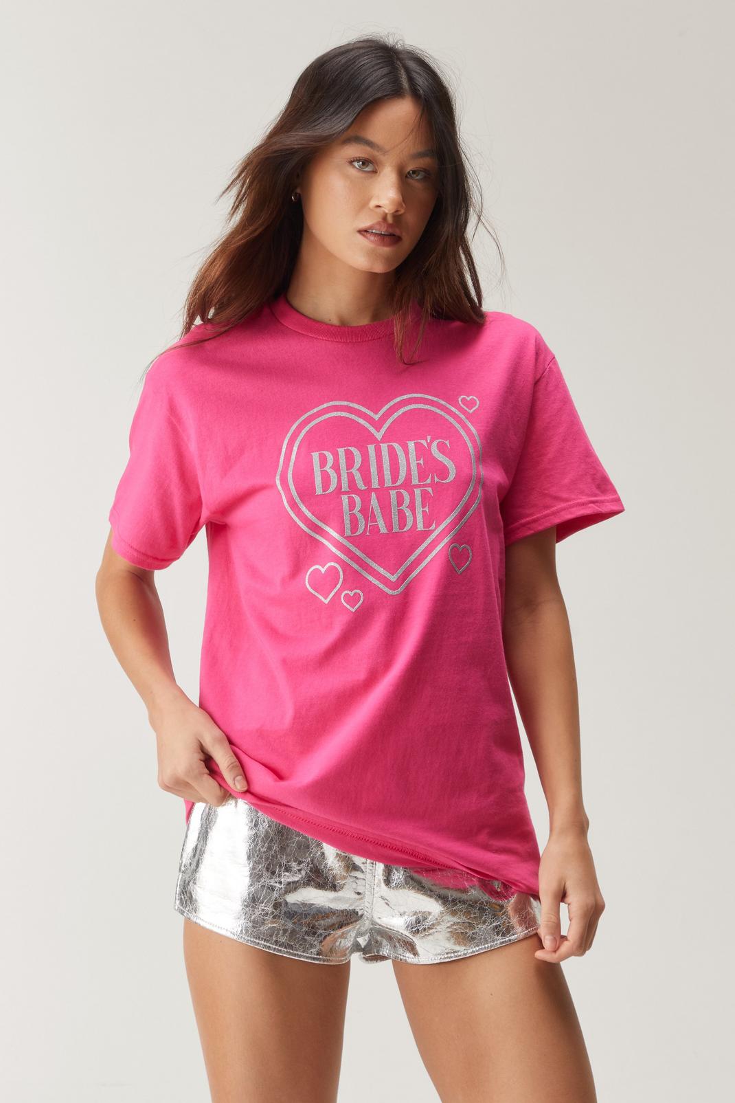 Pink Bride Babe Glitter Graphic T-Shirt image number 1