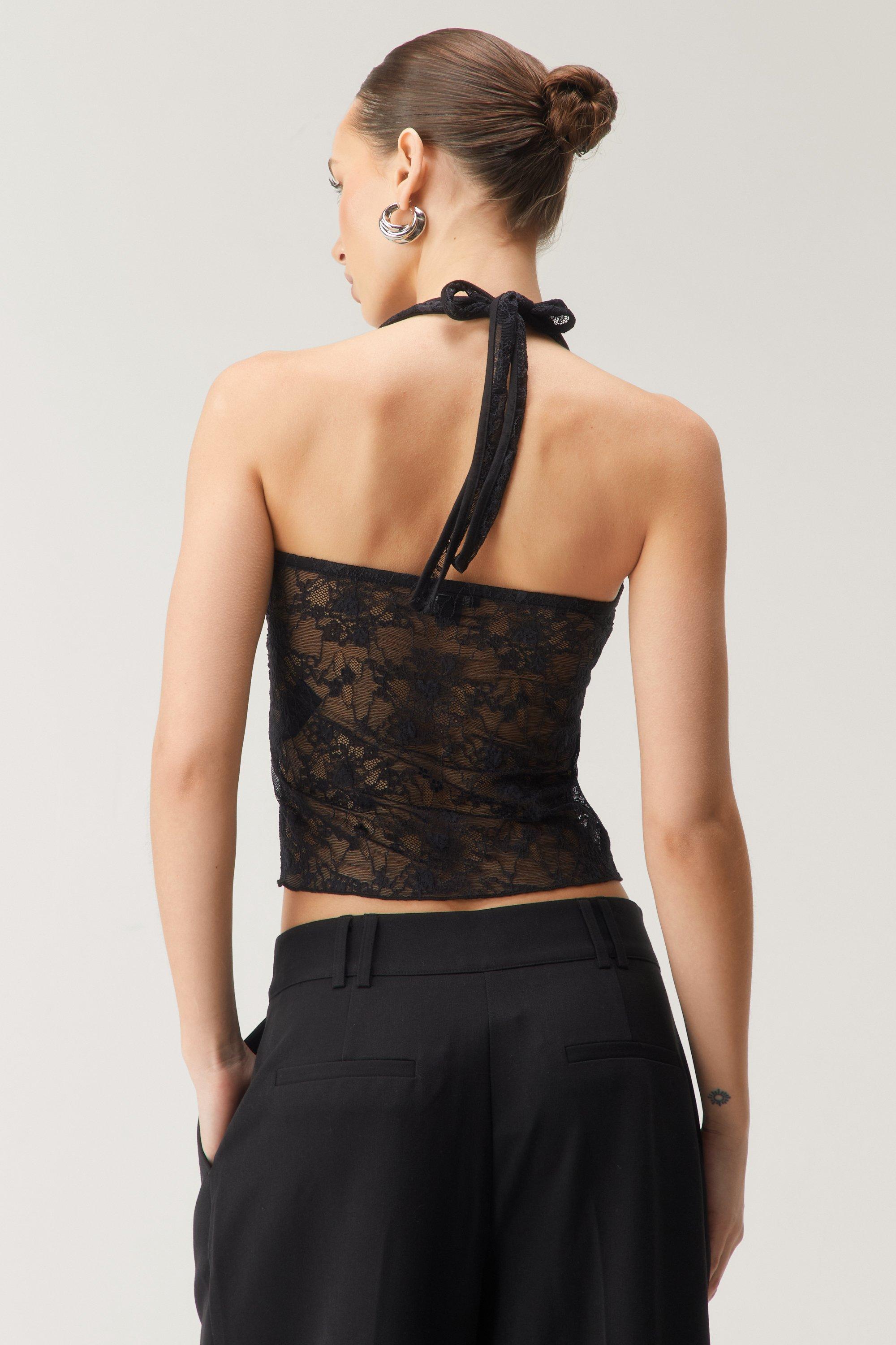 Lace Keyhole Halter Top