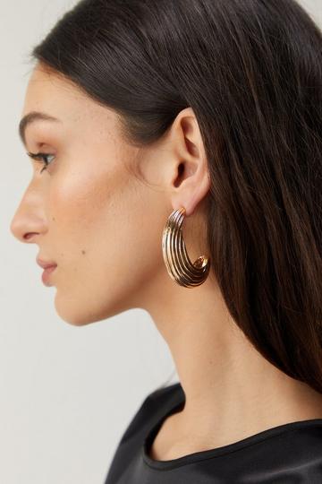 Gold Metallic Textured Tear Drop Earrings
