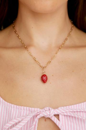 Red Strawberry Charm Chain Neclace