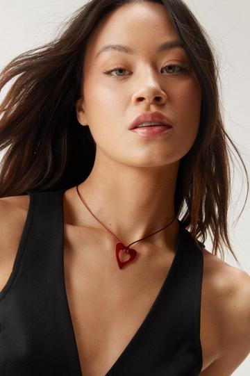 Red Heart Rope Neclace