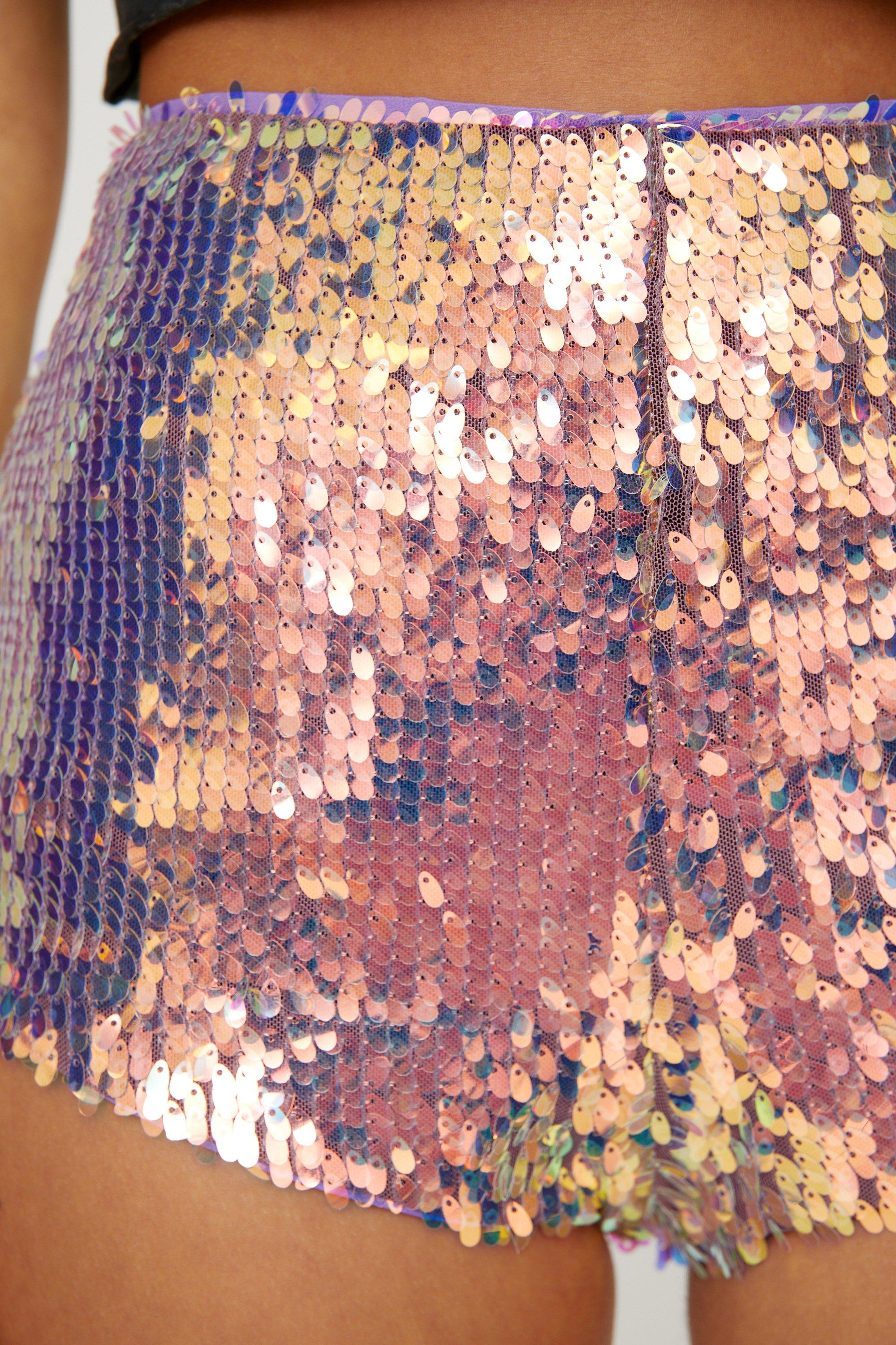 Iridescent Sequin Booty Shorts