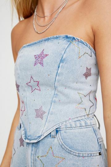 Star Hotfix Denim Bandeau Top authentic midwash