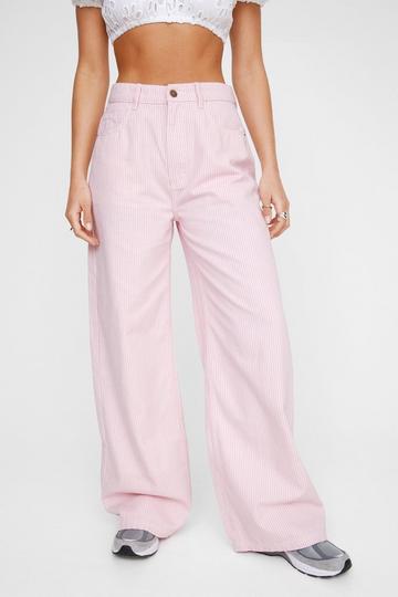 Twill Pinstripe Baggy Pants pink