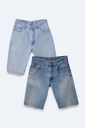 Vintage Rework Knee Length Denim Shorts denim
