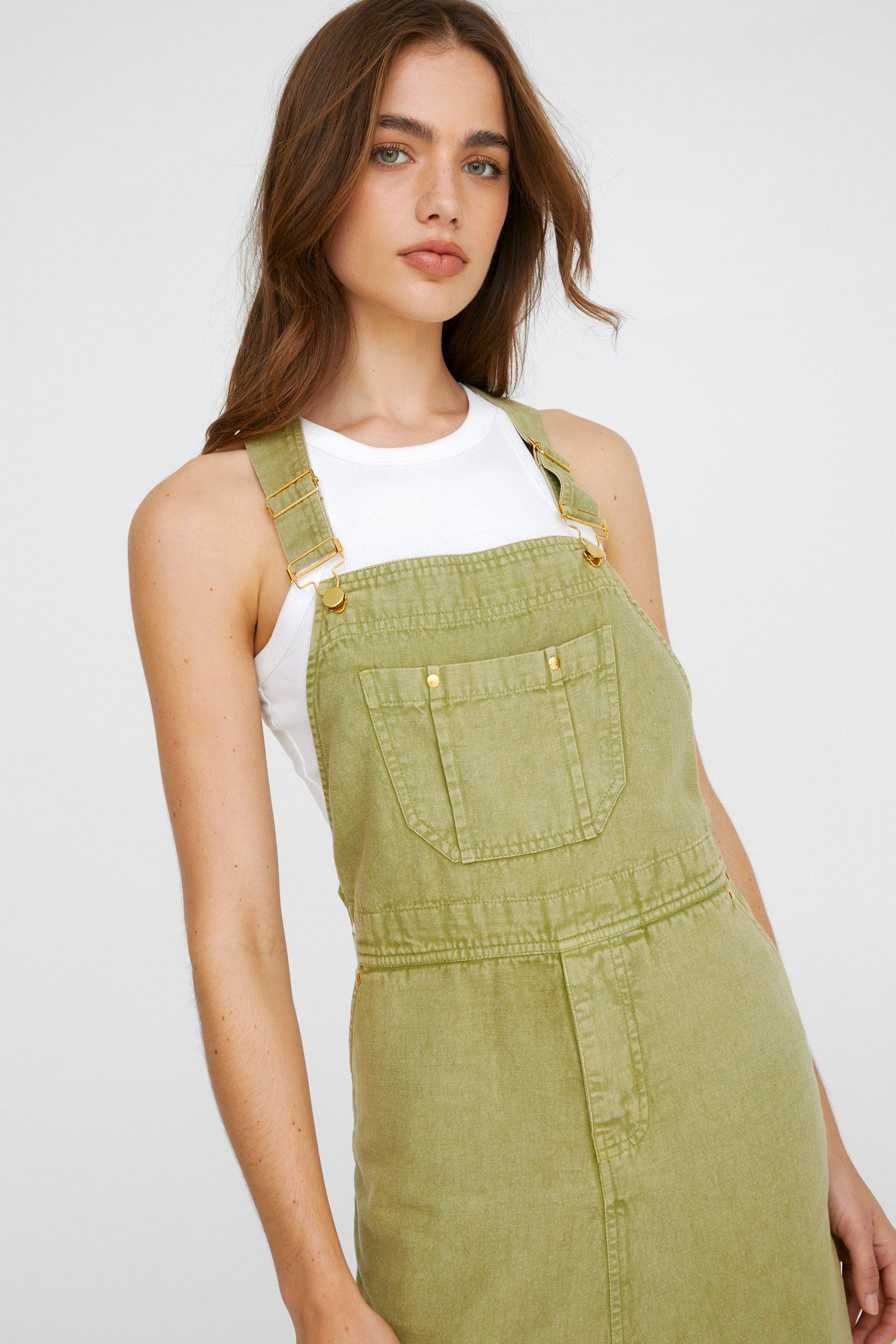 Khaki dungaree dress best sale