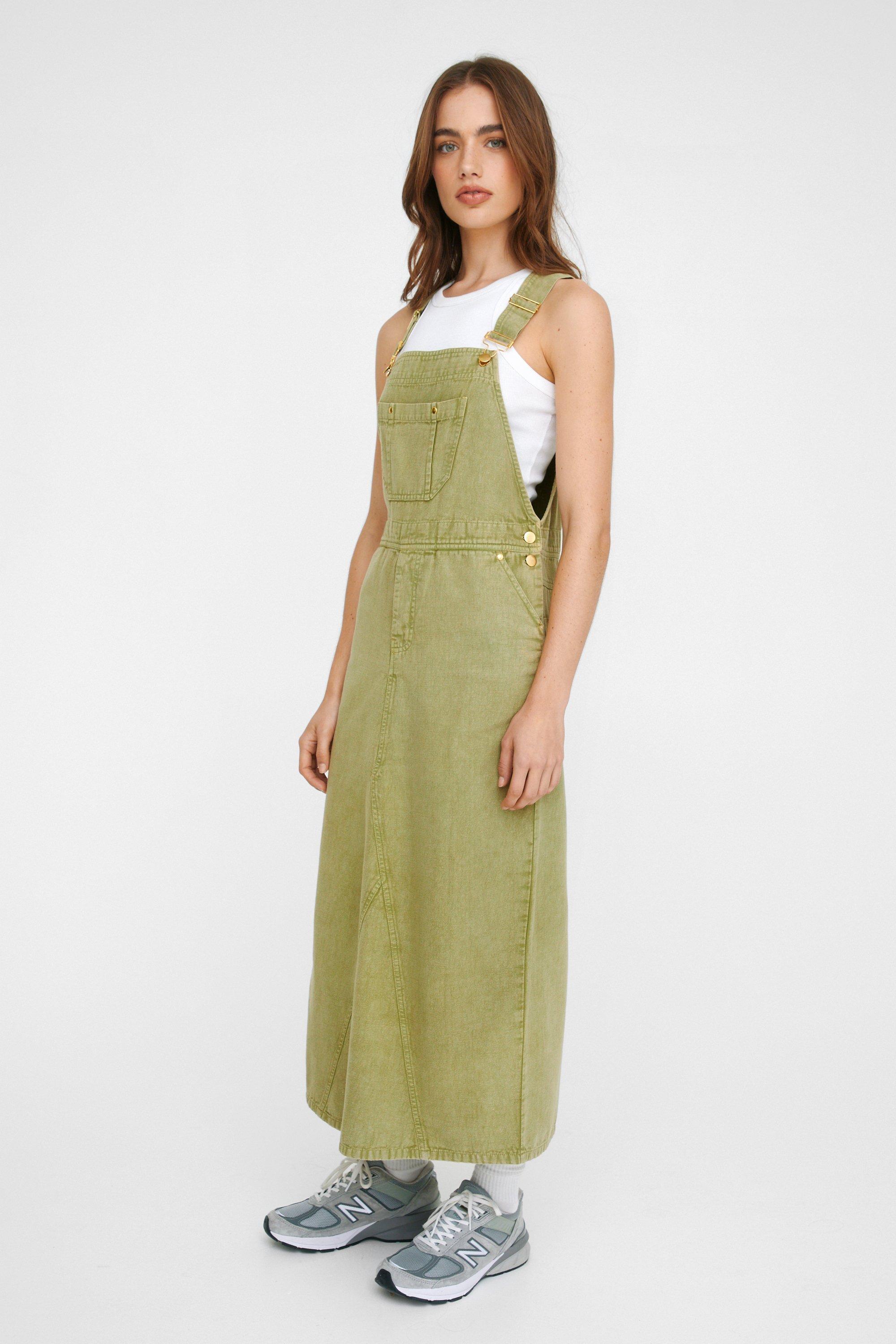 Khaki dungaree dress hotsell
