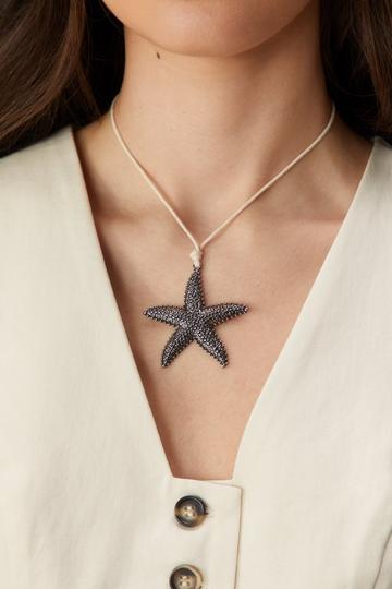 Starfish Drop Necklace silver