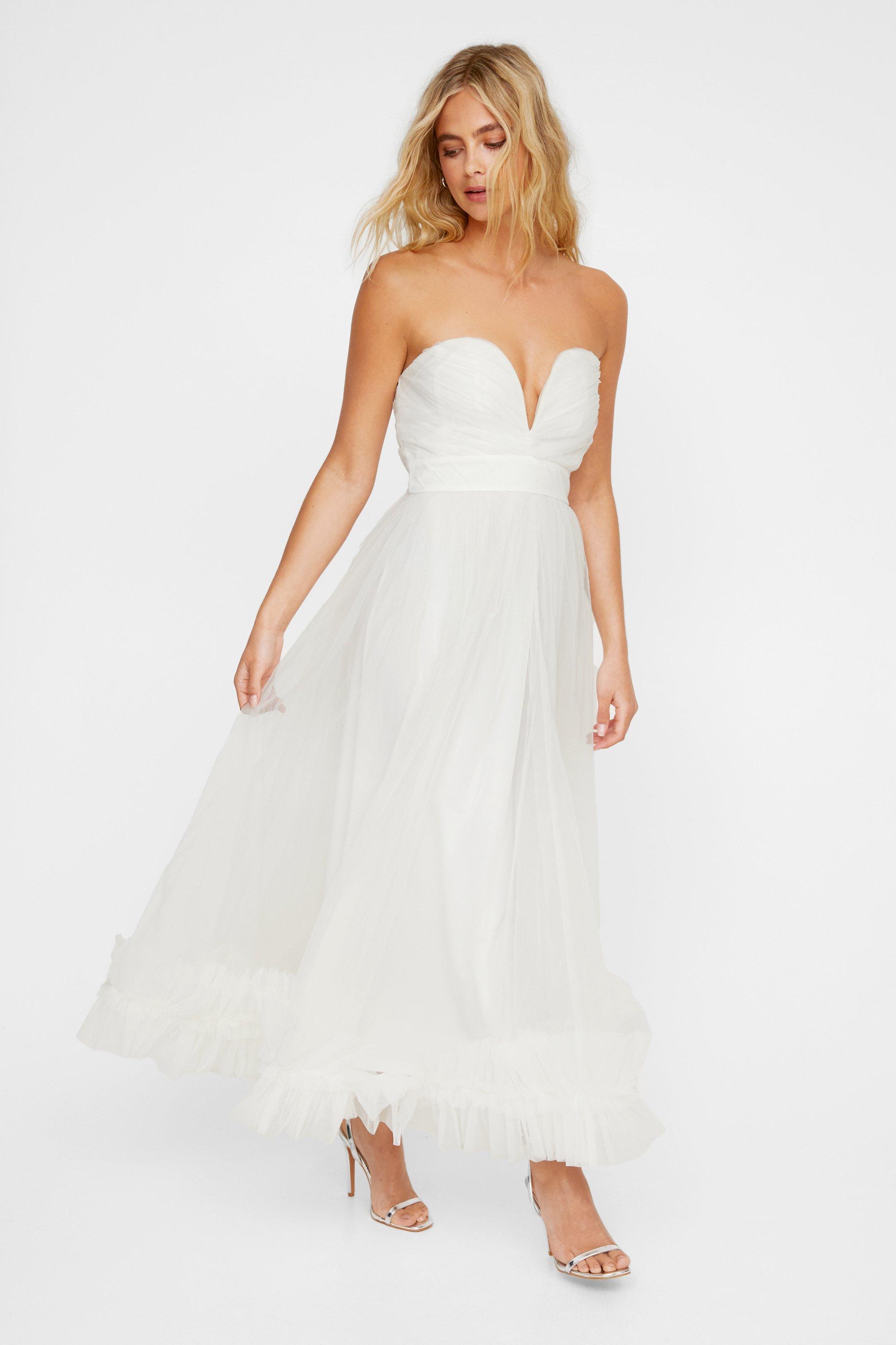 Tulle Bandeau Frill Hem Midi Dress | Nasty Gal