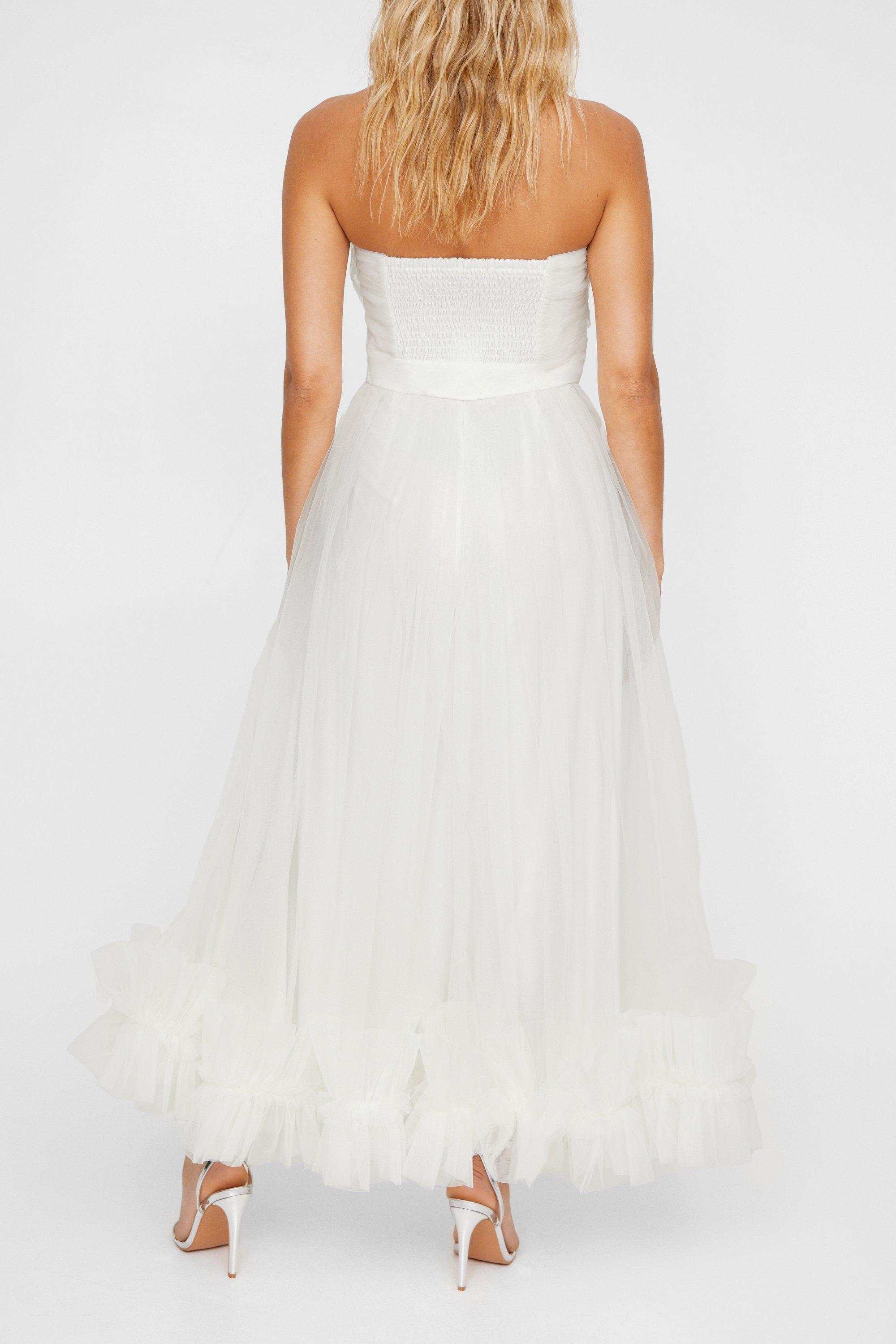 Tulle Bandeau Frill Hem Midi Dress | Nasty Gal