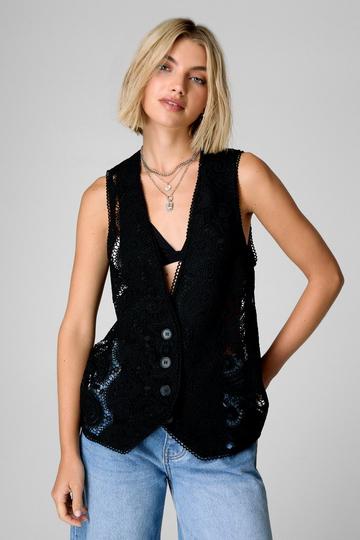 Premium Tailored Lace Vest black