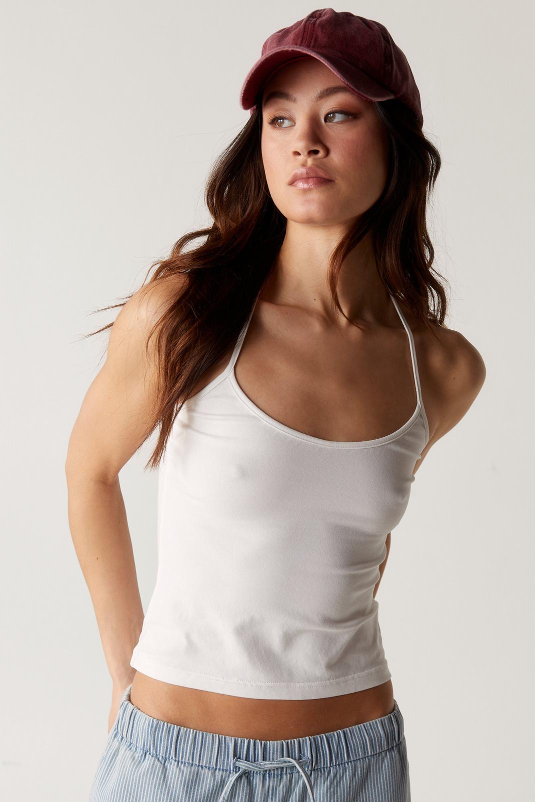 White Jersey Halter Top image number 1