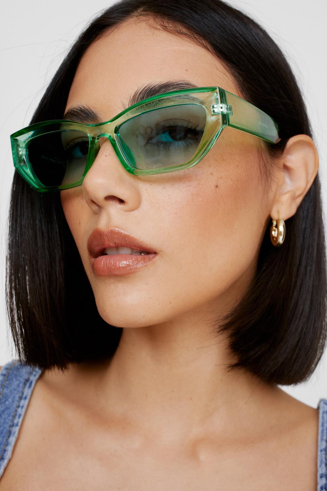 Green Cat Eye Transparent Sunglasses image number 1