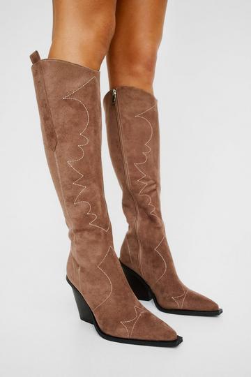 Faux Suede Knee High Western taupe