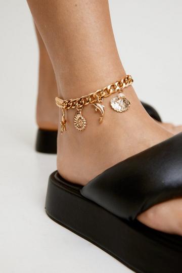 Gold Metallic Shell & Starfish Anklet