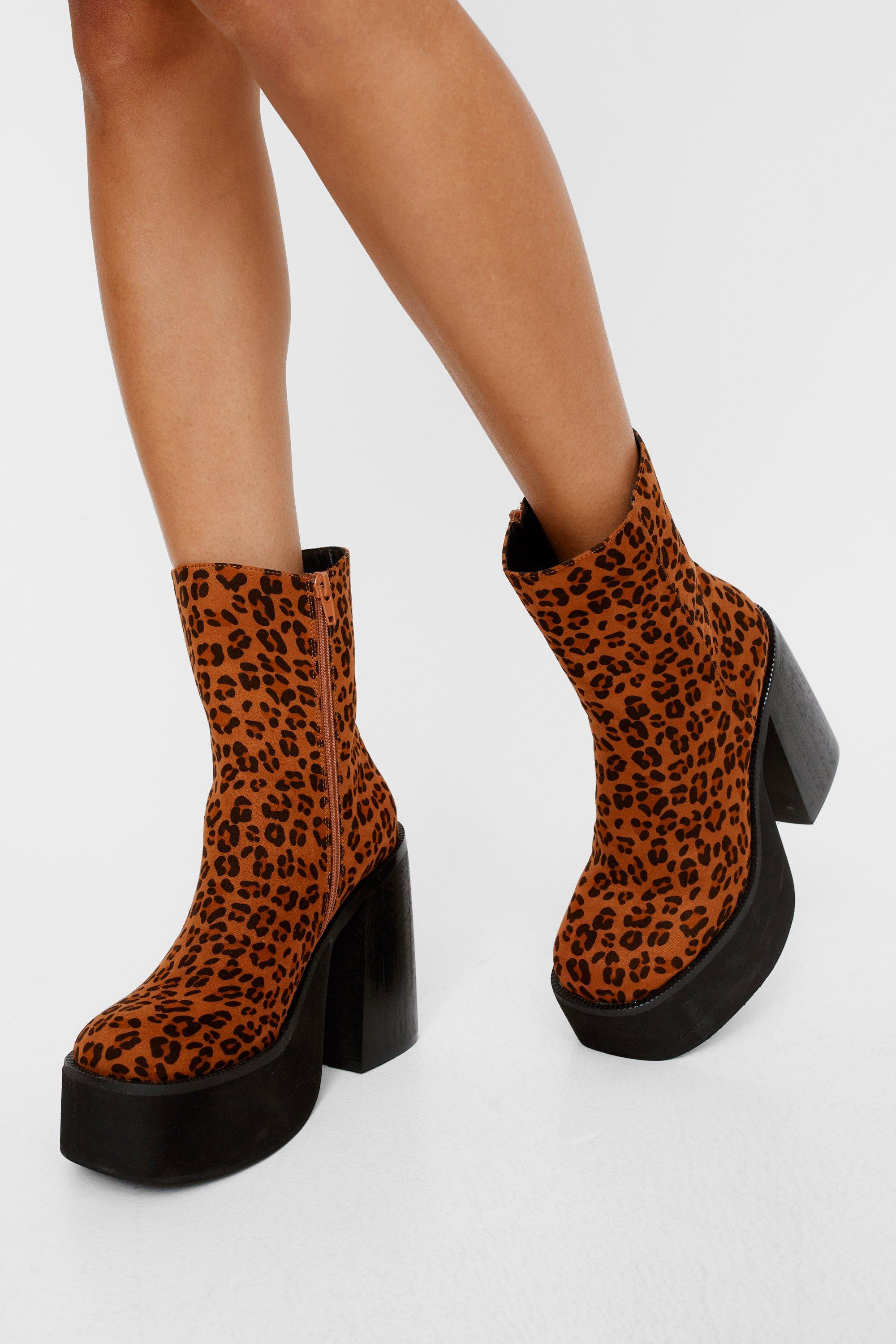 Leopard platform booties best sale