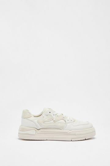 Faux Leather Chunky Trainers white