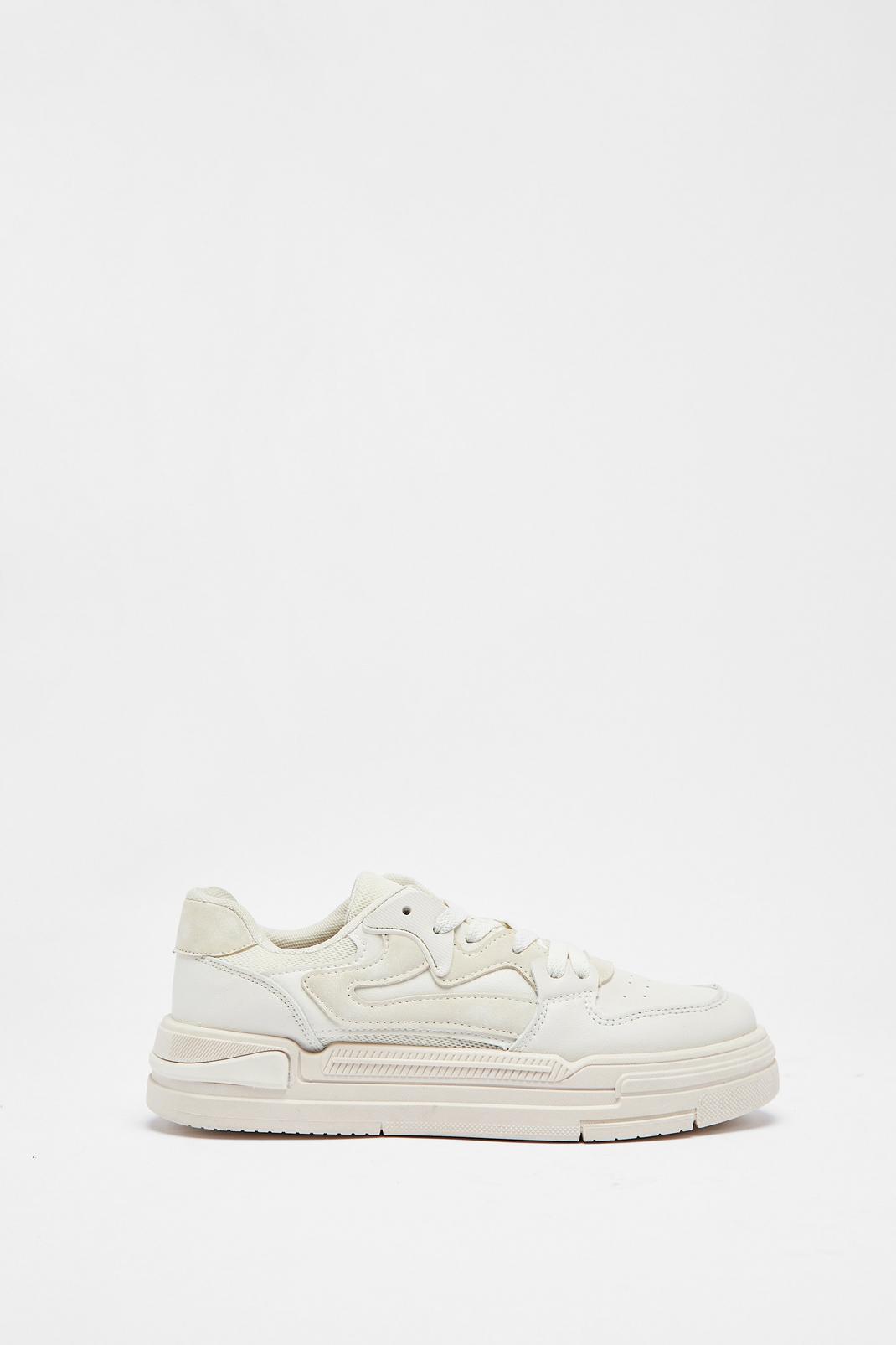Faux Leather Chunky Trainers, White image number 1