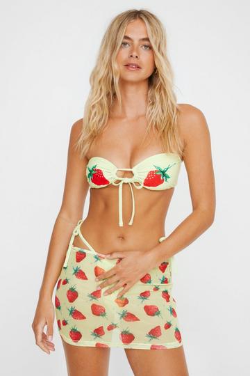 Placement Strawberry Bandeau 3pc Bikini Set lime