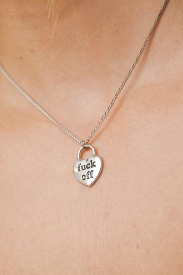 Silver Fuck Off Heart Necklace