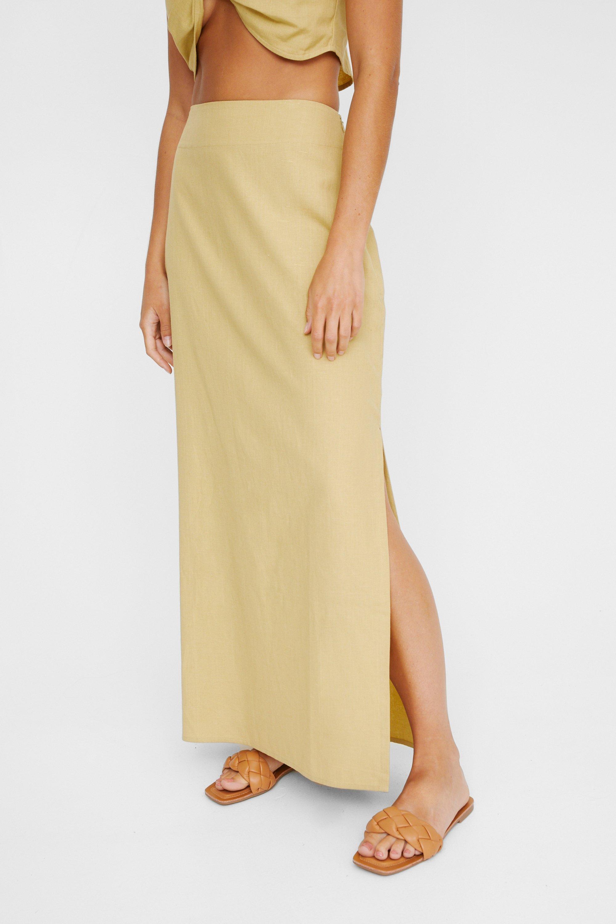 Side split yellow skirt sales