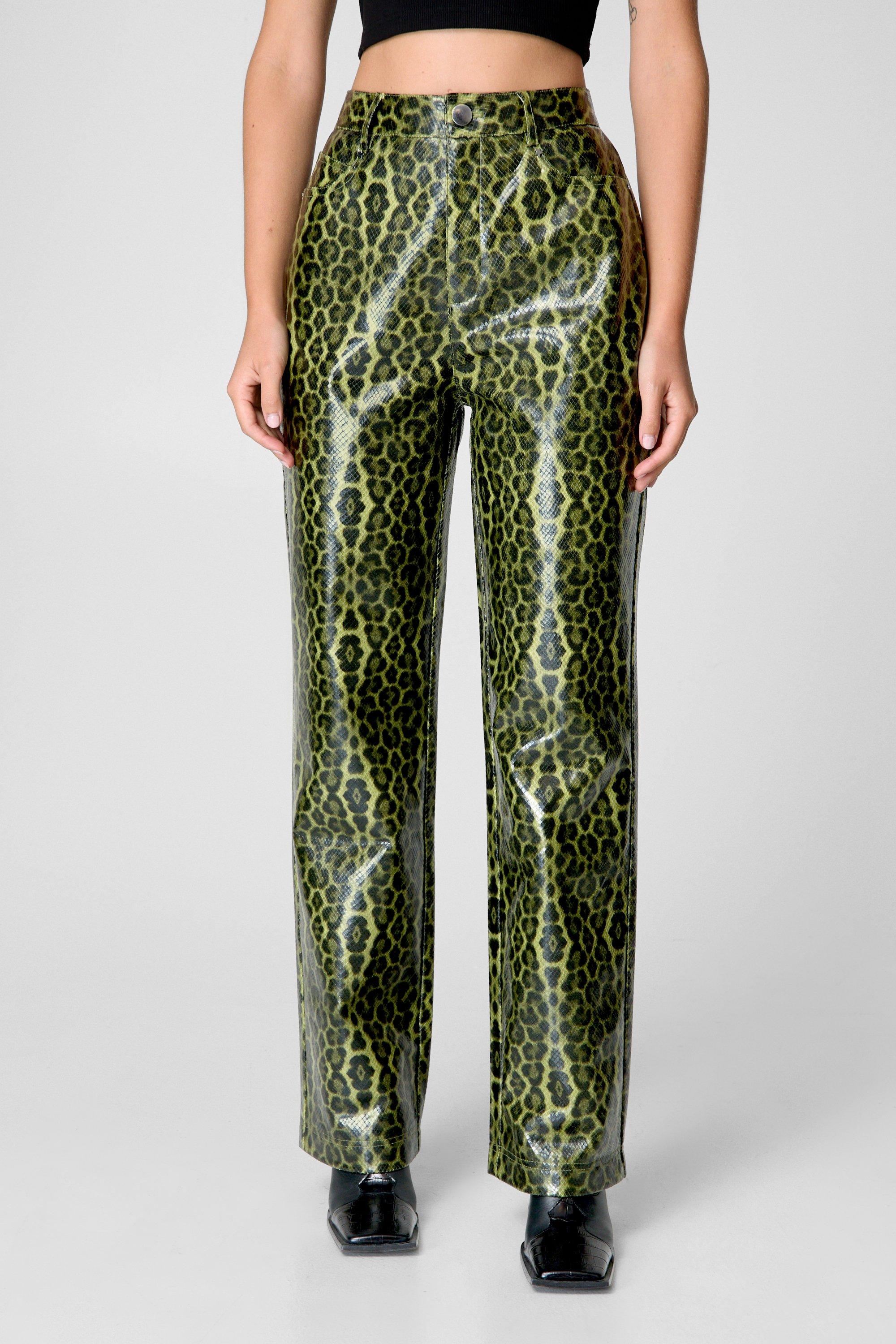 Animal print leather pants clearance