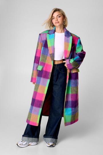 Multi Check Single Breasted Tailored Coat multi