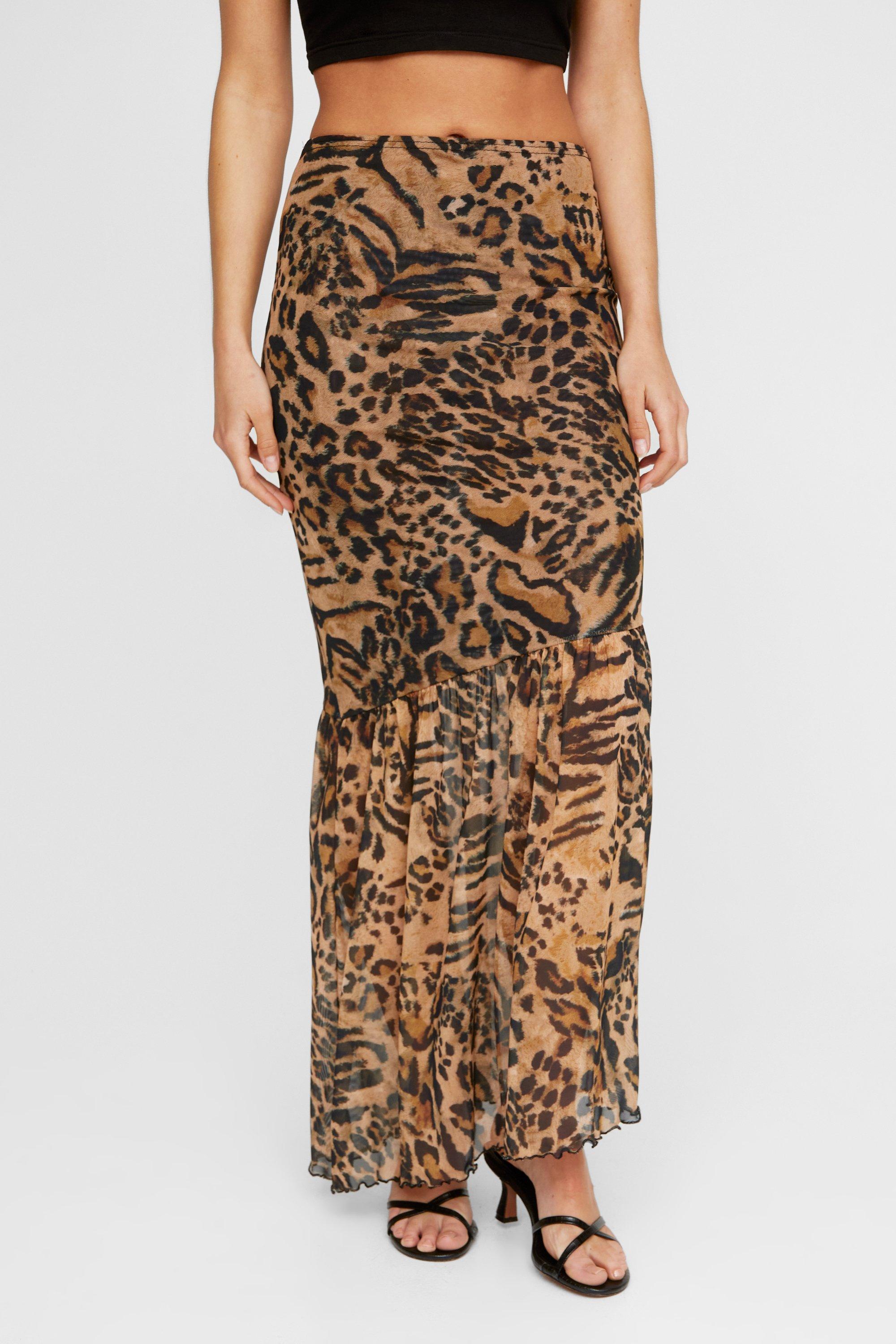 High waisted leopard print maxi skirt best sale