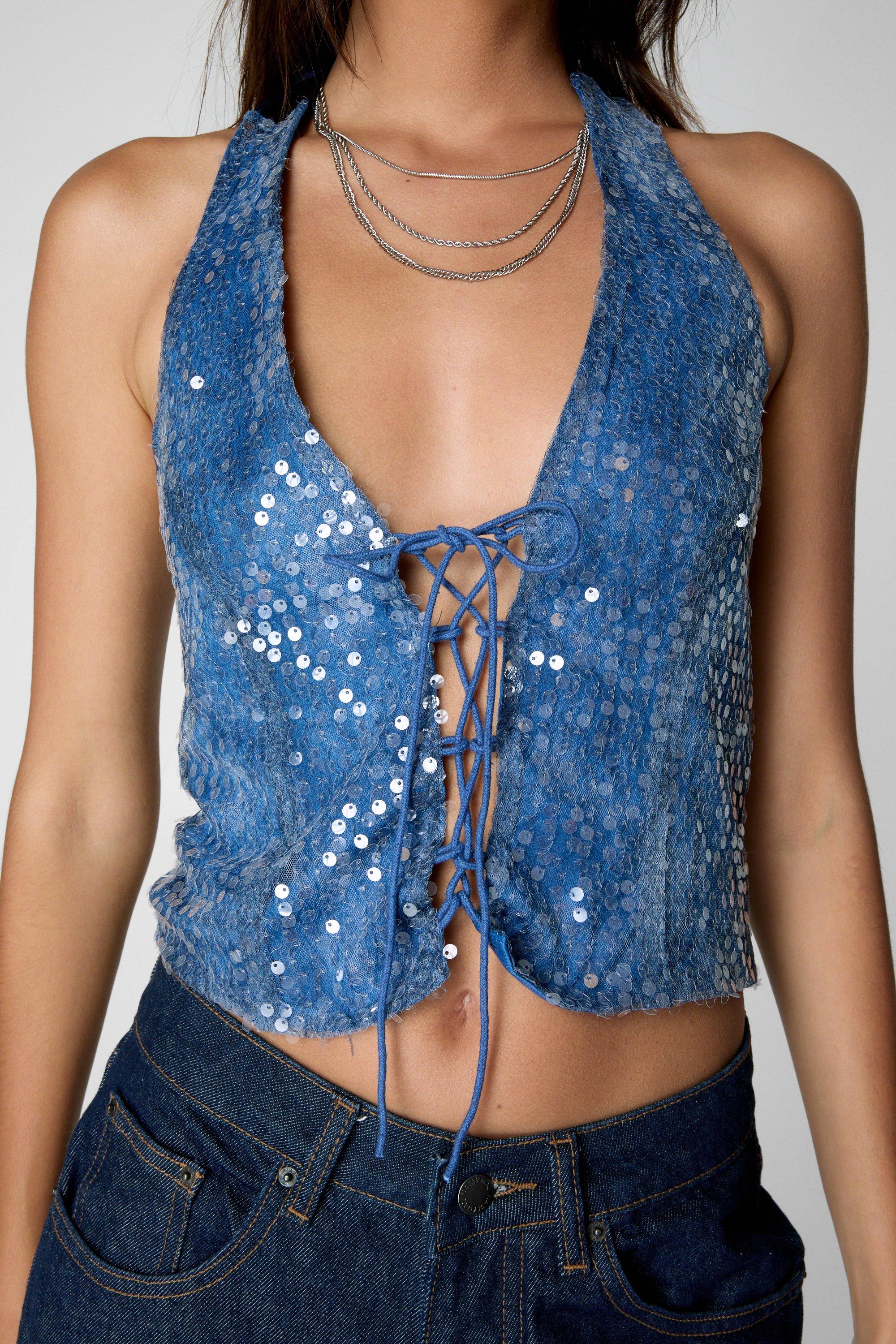 Sequin tie top on sale