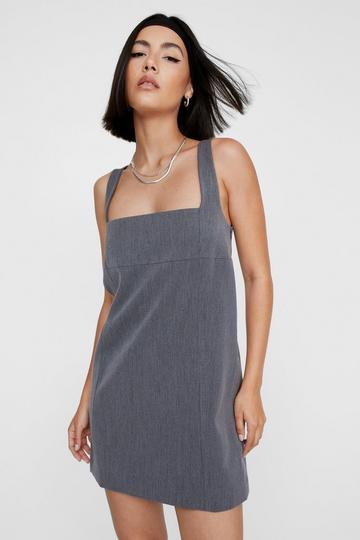 Tailored Strap Back Mini Dress grey marl