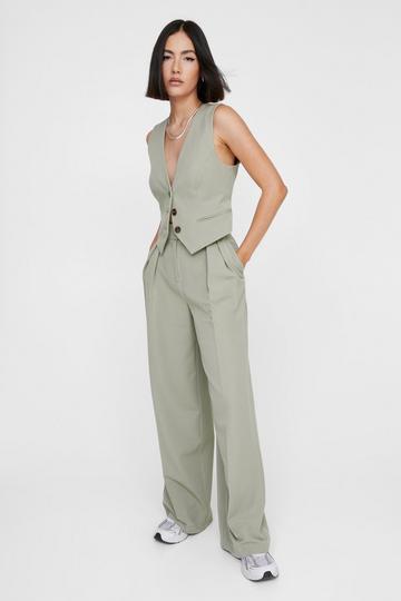 Essentials Double Pleat Straight Leg Trouser sage