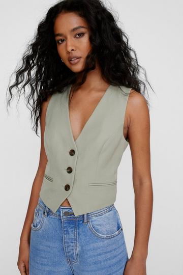 Essentials Tailored Waistcoat sage