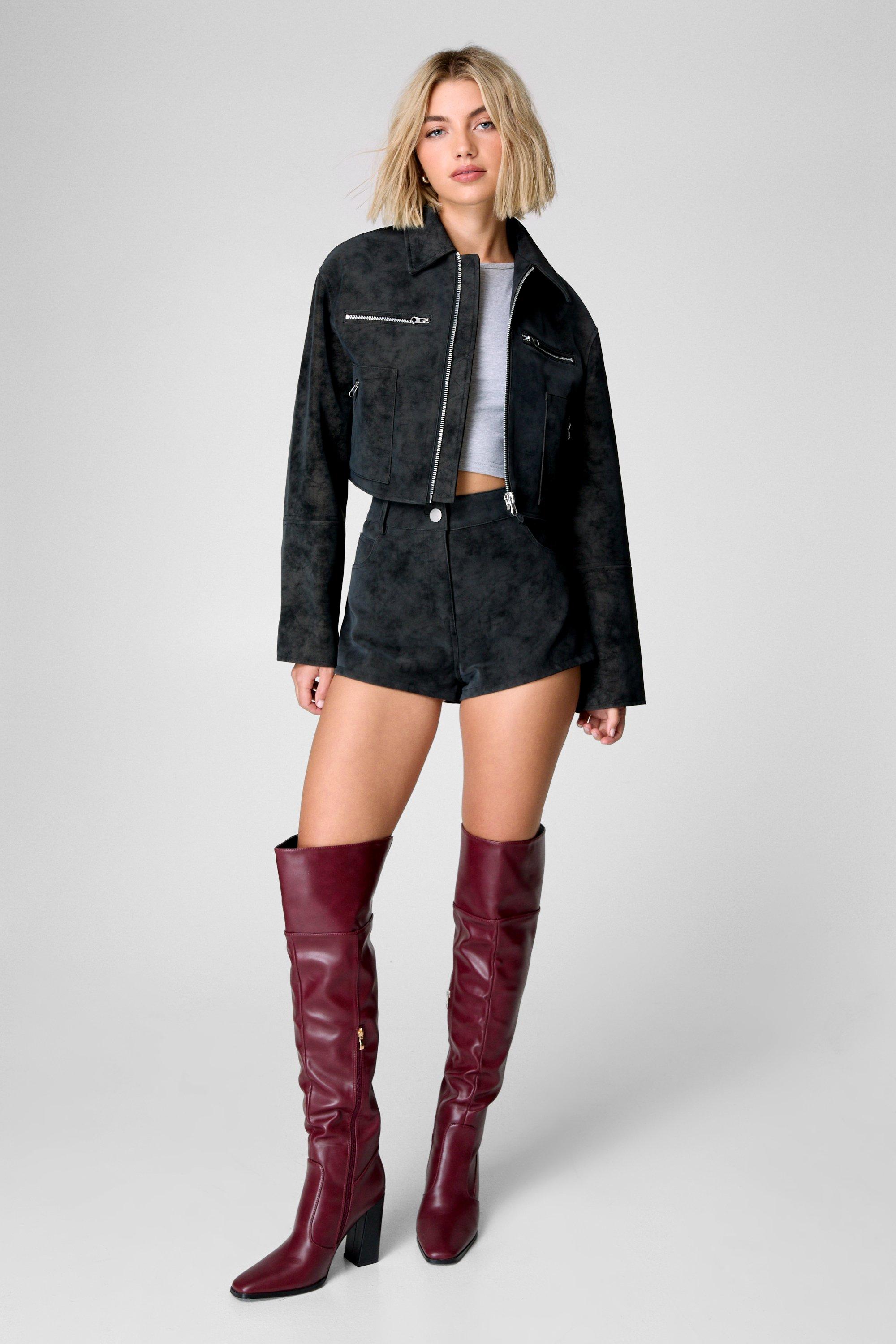 Distressed faux leather discount