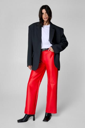 Red Essentials Faux Leather Trouser