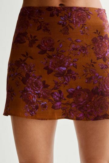 Floral Printed Mini Skirt chocolate