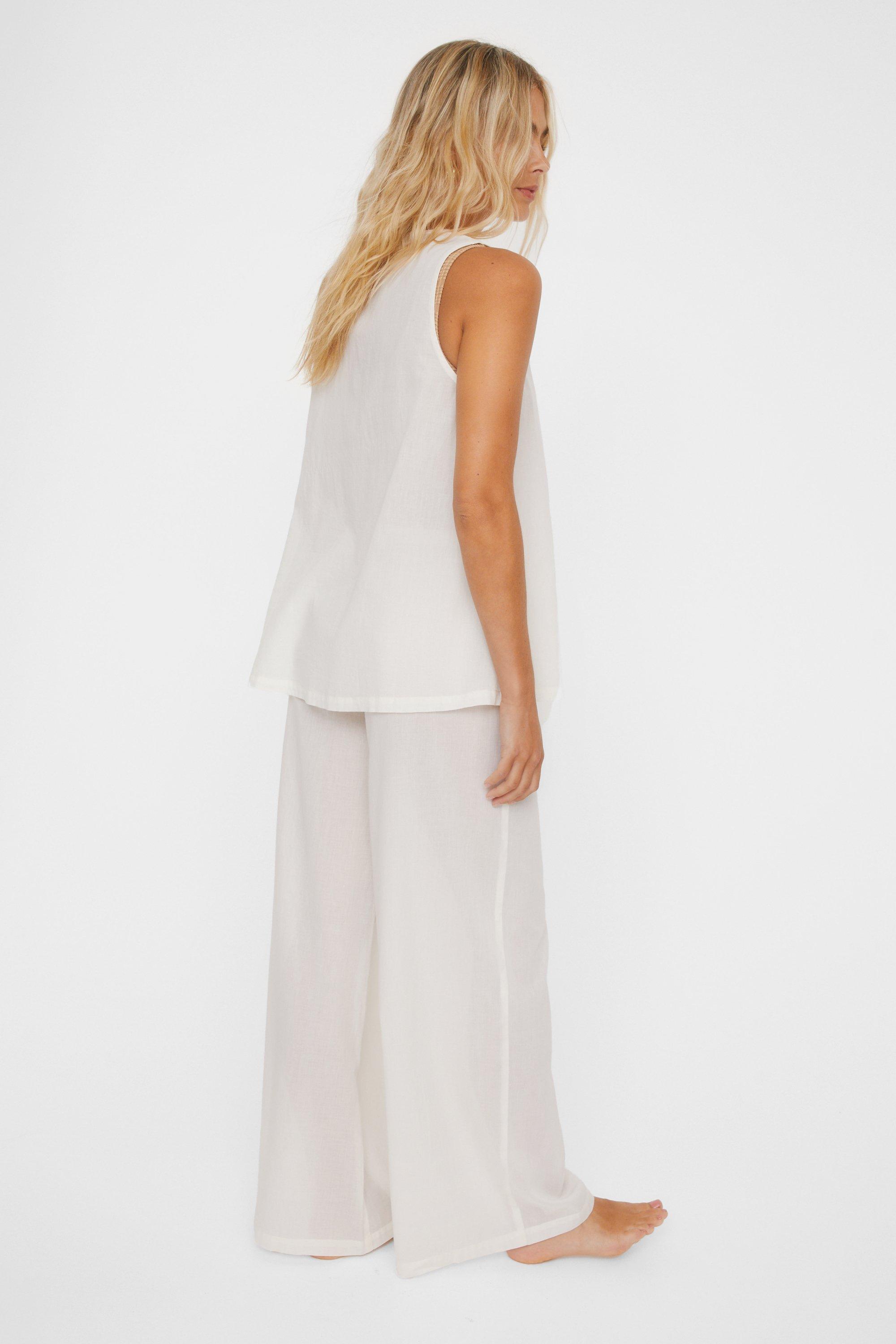 Cotton Tie Front Waistcoat And Pants Beach Set