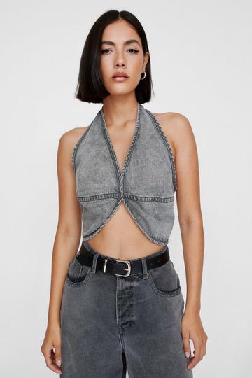 Denim Halterneck Top grey