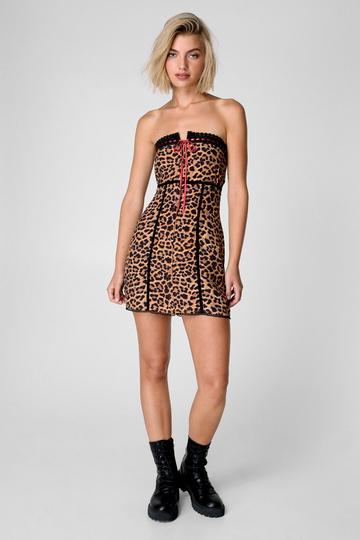 Leopard Lace Trim Mini Dress leopard