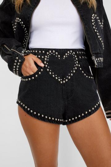 Black Heart Studded Hotpant Short