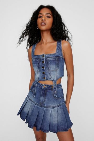 Blue Denim Corset Detail Top