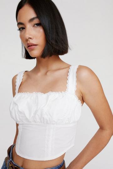 White Lace Trim Corset Top