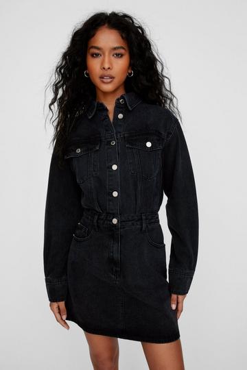 Denim Shirt Dress washed black