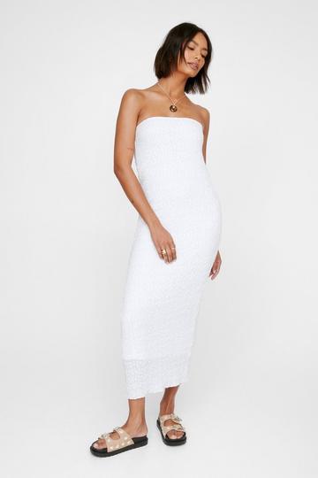 Textured Bandeau Maxi Dress white