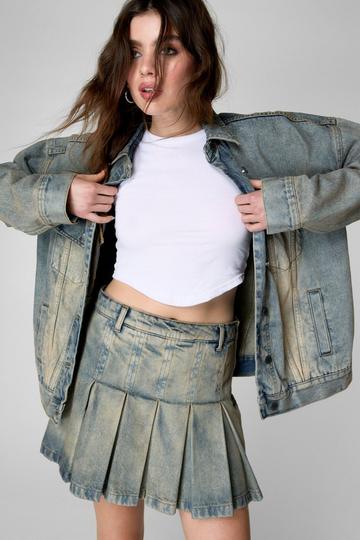 Blue The Denim Pleated Mini Skirt