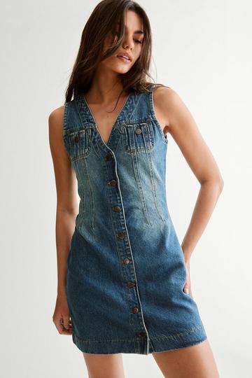 The Denim Sleeveless Mini Dress vintage wash
