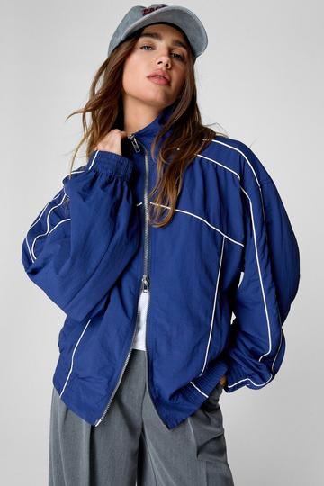 Navy Nylon Windbreaker Jacket