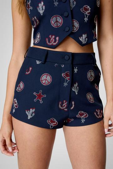 Navy Western Hotfix Tailored Short