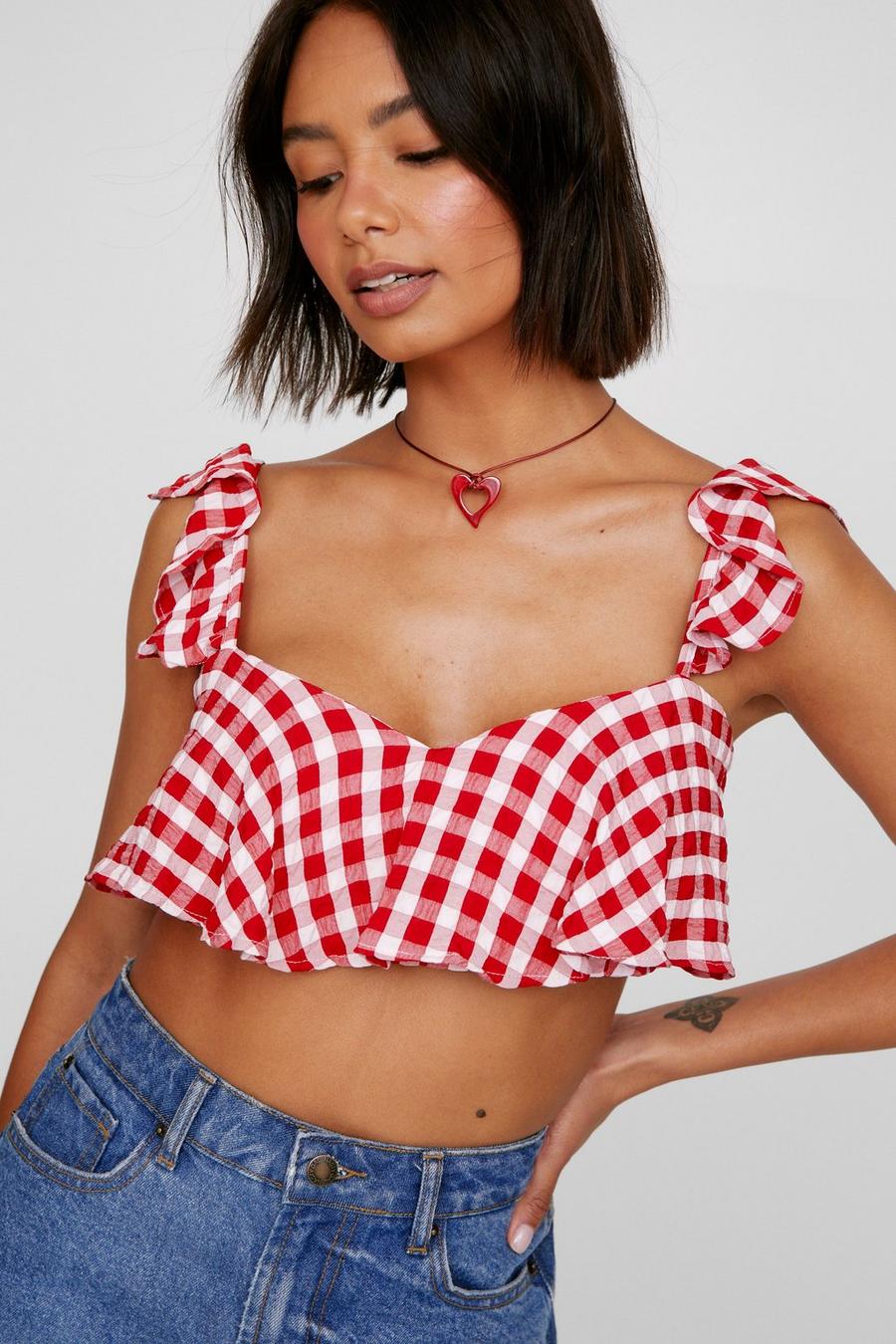 Gingham Frill Crop Top