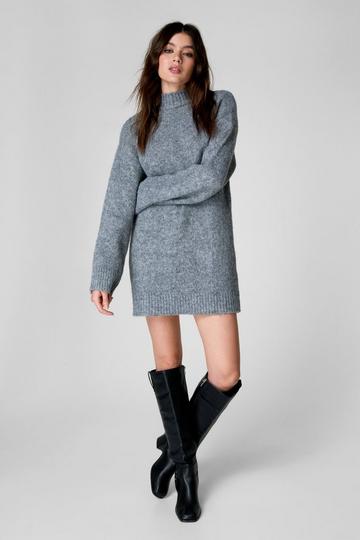 Grey Turtleneck Sweater Dress